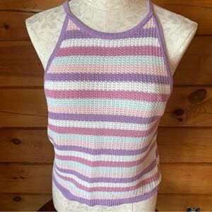 Striped Pastel sweater Tank Top Sz large